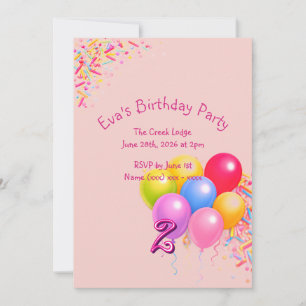 Convite de Aniversário Colorido com Confeitos