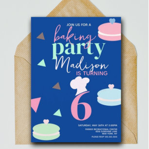 Convite de Aniversário Colorido com Macarons Fofos