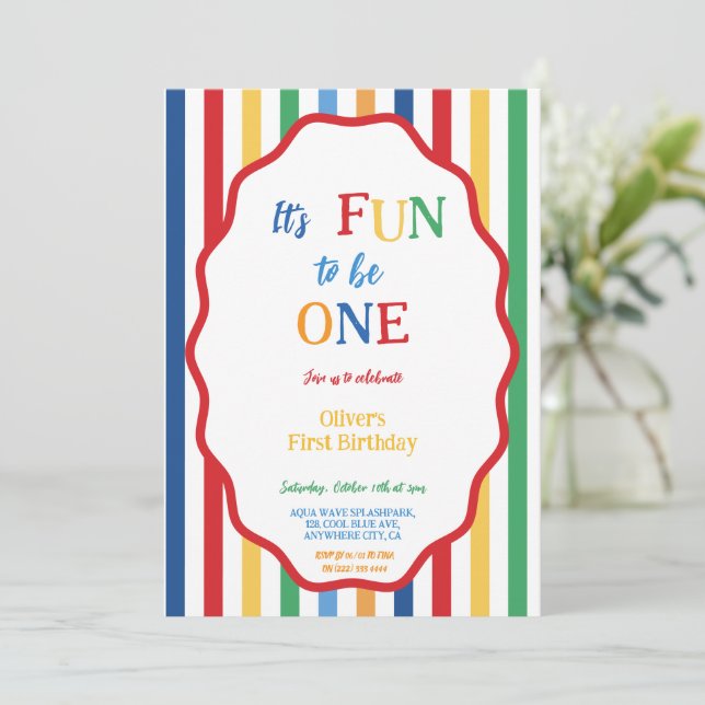 Convite de Aniversário Colorido Divertido para Ser (Em pé/Frente)