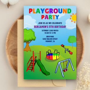 Convite de Aniversário Colorido para Parque Infant