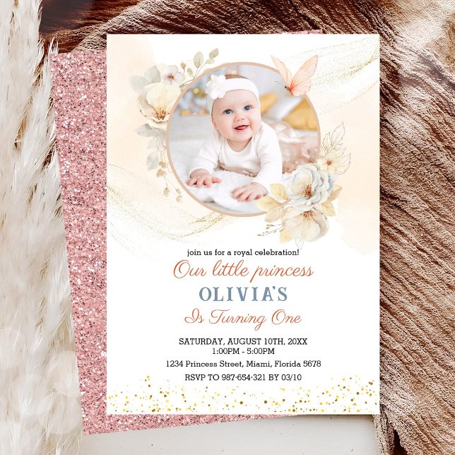 Convite de Aniversário com Aquarela Floral de Pêss (Criador carregado)