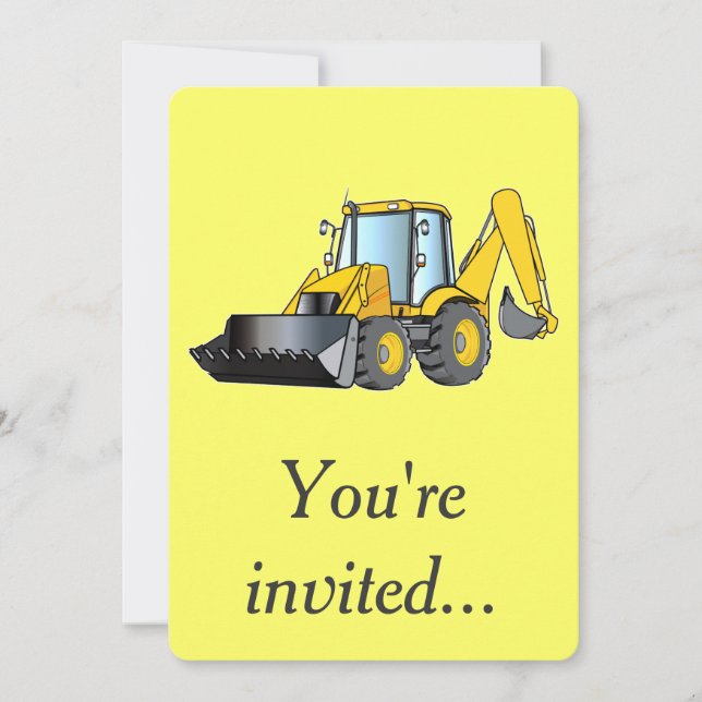 Convite de aniversário com Backhoe (Frente)