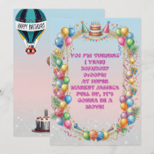 Convite de Aniversário com Balão Colorido
