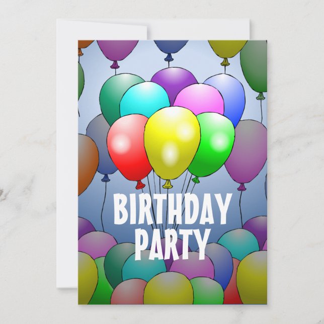 Convite de Aniversário com Balões (Frente)