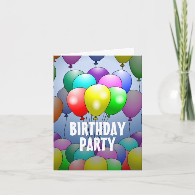 Convite de Aniversário com Balões Dobrados (Frente)