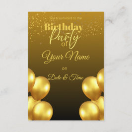 Convite de Aniversário com Balões Dourados Luxuoso