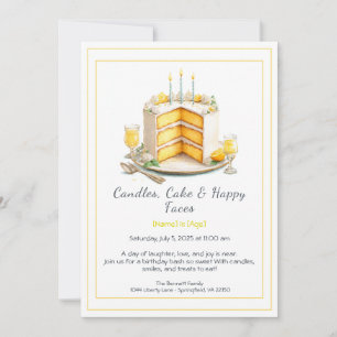 Convite de Aniversário com Bolo em Aquarela – amar