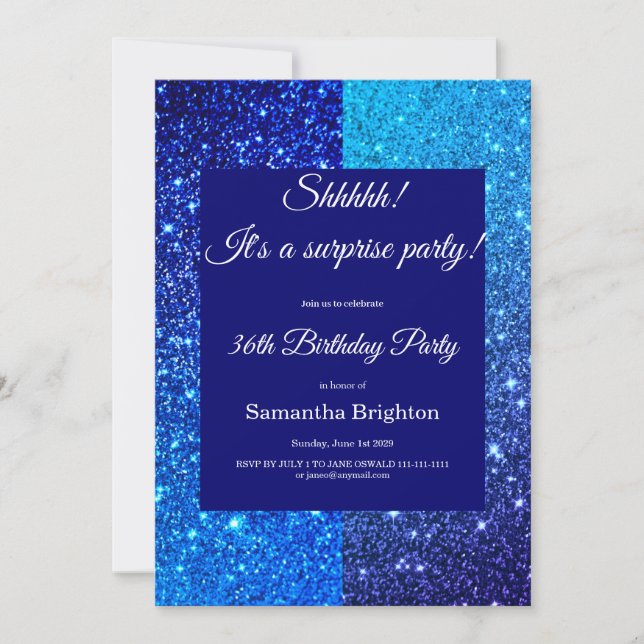 Convite de Aniversário com Brilho Azul (Frente)