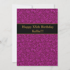 Convite de Aniversário com Brilho Roxo e Mensagem