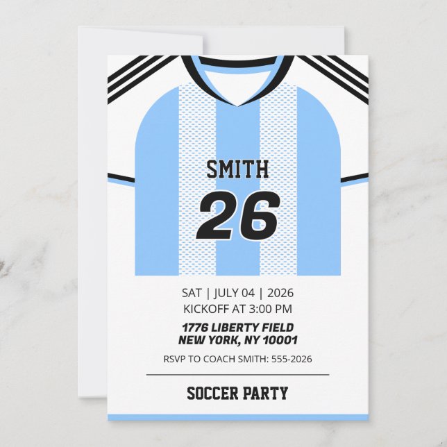 Convite de Aniversário com Camisa Personalizada da (Frente)