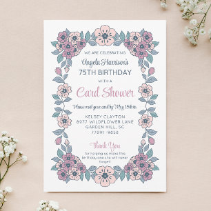 Convite de Aniversário com Chuva de Cartões Florai