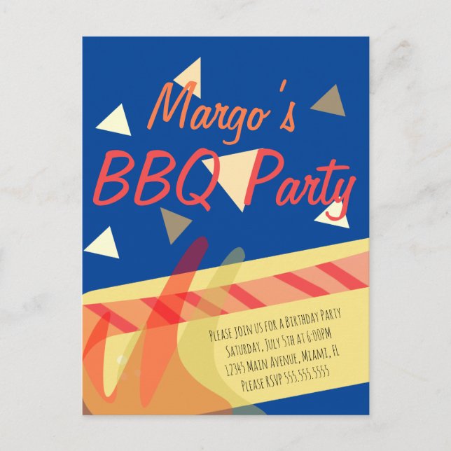 Convite de Aniversário com Confetes para Churrasco (Frente)
