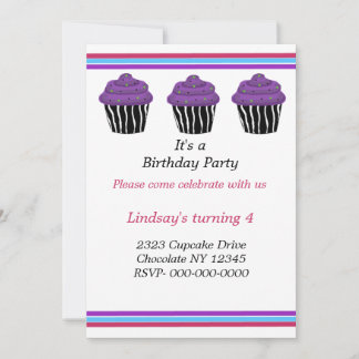 Convite de Aniversário com Cupcakes de Estampa de