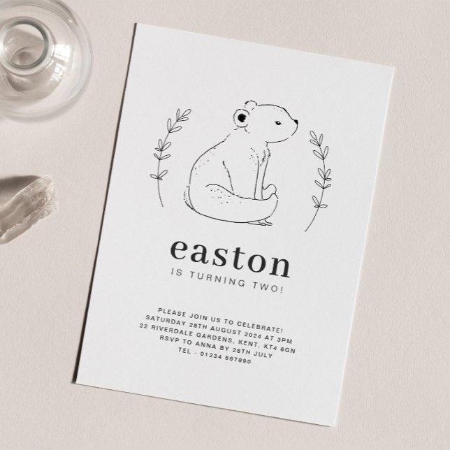 Convite de Aniversário com Desenho de Urso em Linh (Criador carregado)