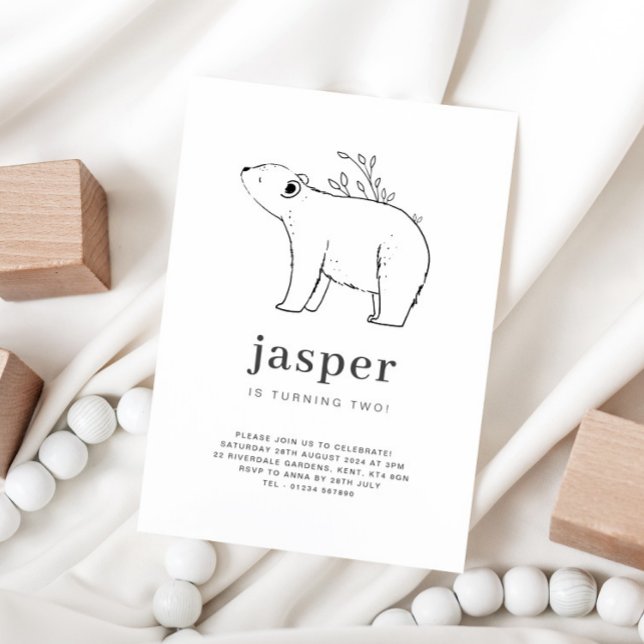 Convite de Aniversário com Desenho de Urso em Linh (Criador carregado)