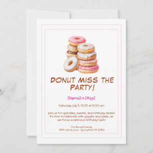 Convite de Aniversário com Donut – Colorido e Dive