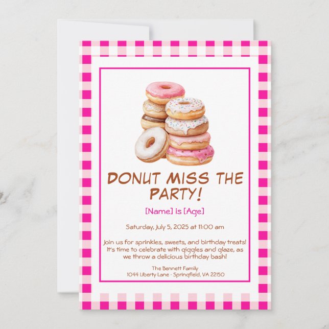 Convite de Aniversário com Donut – Colorido e Dive (Frente)