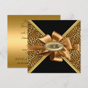 Convite de aniversário com estampa de leopardo