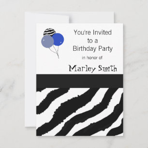 Convite de Aniversário com Estampa de Zebra
