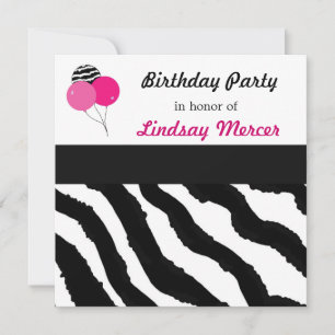 Convite de Aniversário com Estampa de Zebra