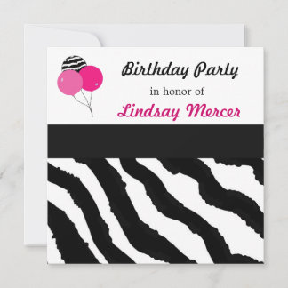 Convite de Aniversário com Estampa de Zebra