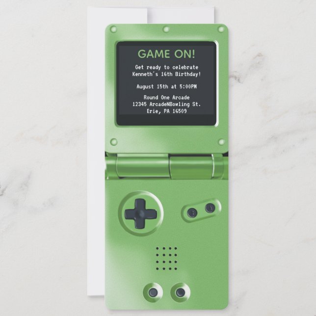 Convite de Aniversário com Estilo de Console de Jo (Frente)