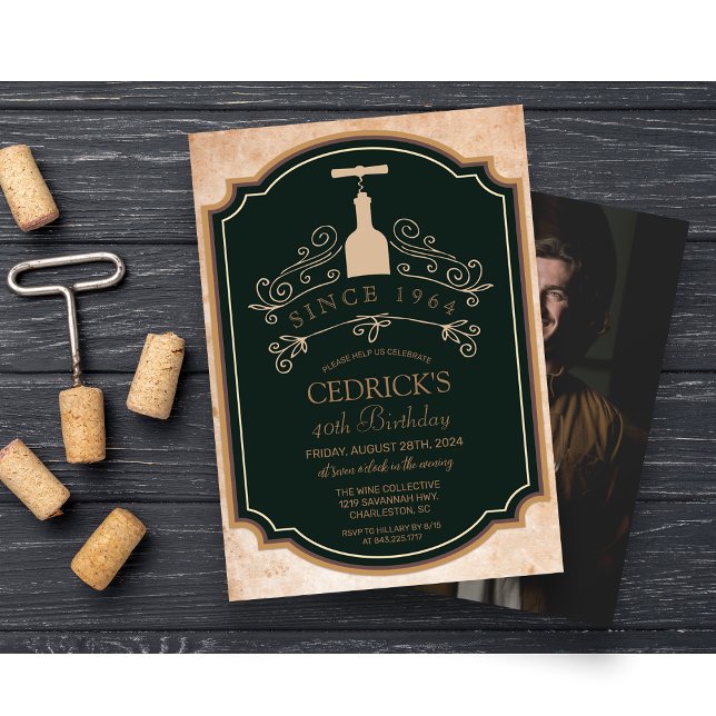CONVITE DE ANIVERSÁRIO COM ETIQUETA DE VINHO PARA  (Criador carregado)