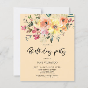 Convite de Aniversário com Floral de Primavera Eco