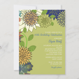 Convite de Aniversário com Flores Retrô