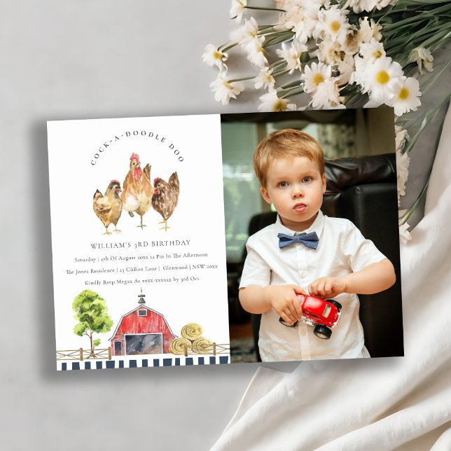 Convite de Aniversário com Foto da Fazenda de Fran (Criador carregado)