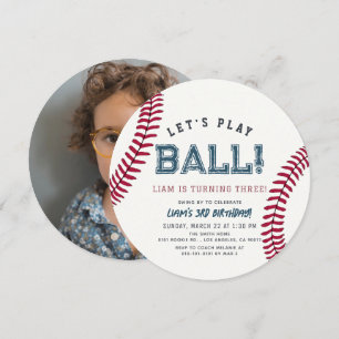 Convite de Aniversário com Foto de Beisebol Vamos