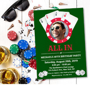 Convite de Aniversário com Foto de Cassino de Vega