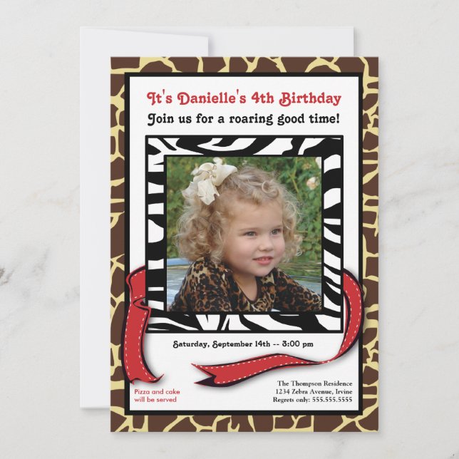 Convite de Aniversário com Foto de Impressão Anima (Frente)