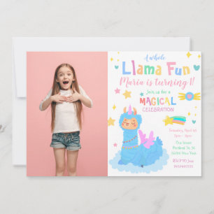 Convite de Aniversário com Foto de Lhama Llamacorn