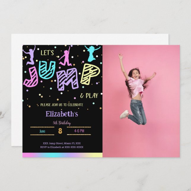 Convite de Aniversário com Foto de Salto Preto (Frente/Verso)