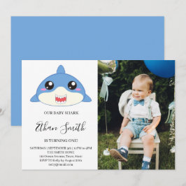 Convite de Aniversário com Foto do Bebê Tubarão Fo