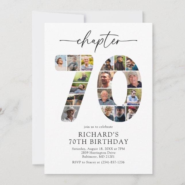 Convite de Aniversário com Foto do Capítulo Modern (Frente)