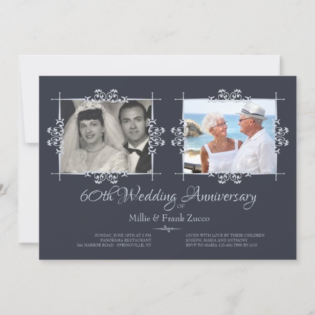 Convite de Aniversário com Foto do Então e Agora (Frente)