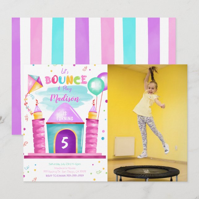 Convite de aniversário com foto e efeito bounce ed (Frente/Verso)