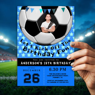 Convite de Aniversário com Foto Esportiva Futebo