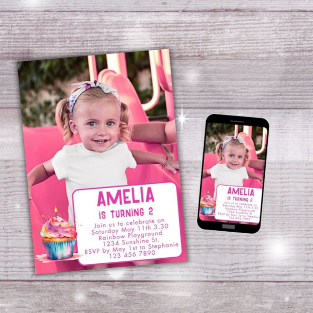 Convite de Aniversário com Foto Menina Convite Cup (Criador carregado)