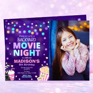 Convite de Aniversário com Foto para Noite de Cine