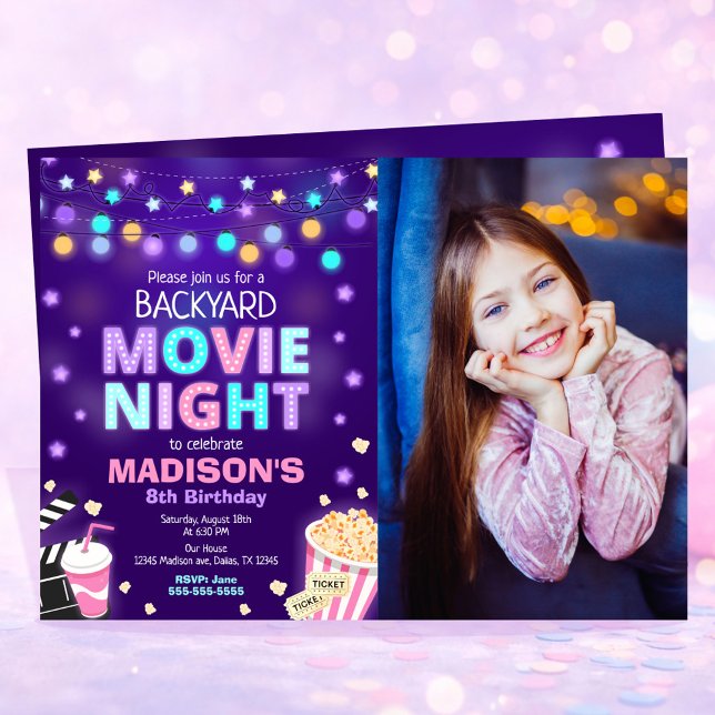 Convite de Aniversário com Foto para Noite de Cine (Criador carregado)