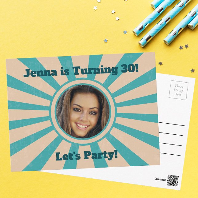 Convite de Aniversário com Foto Personalizada Retr (Criador carregado)