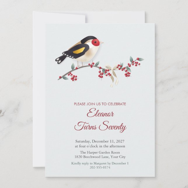 Convite de Aniversário com Galho de Winterberry e  (Frente)
