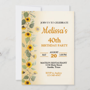Convite de Aniversário com Girassóis Lindos