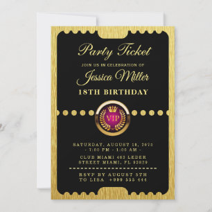 Convite de Aniversário com Ingresso para Festa VIP