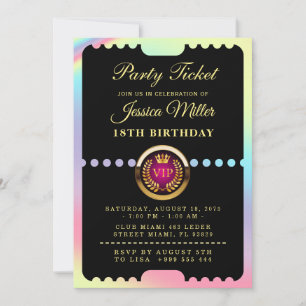 Convite de Aniversário com Ingresso para Festa VIP