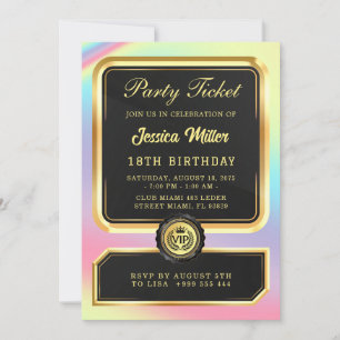 Convite de Aniversário com Ingresso para Festa VIP
