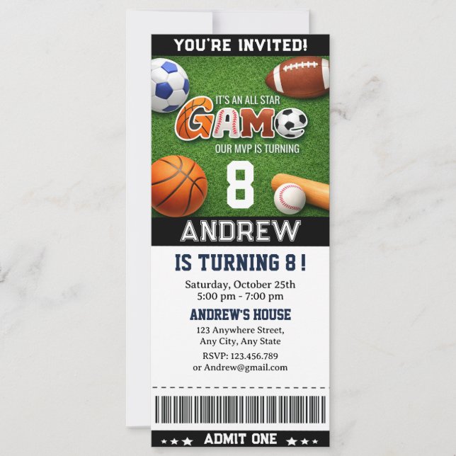 Convite de Aniversário com Ingresso Personalizado  (Frente)